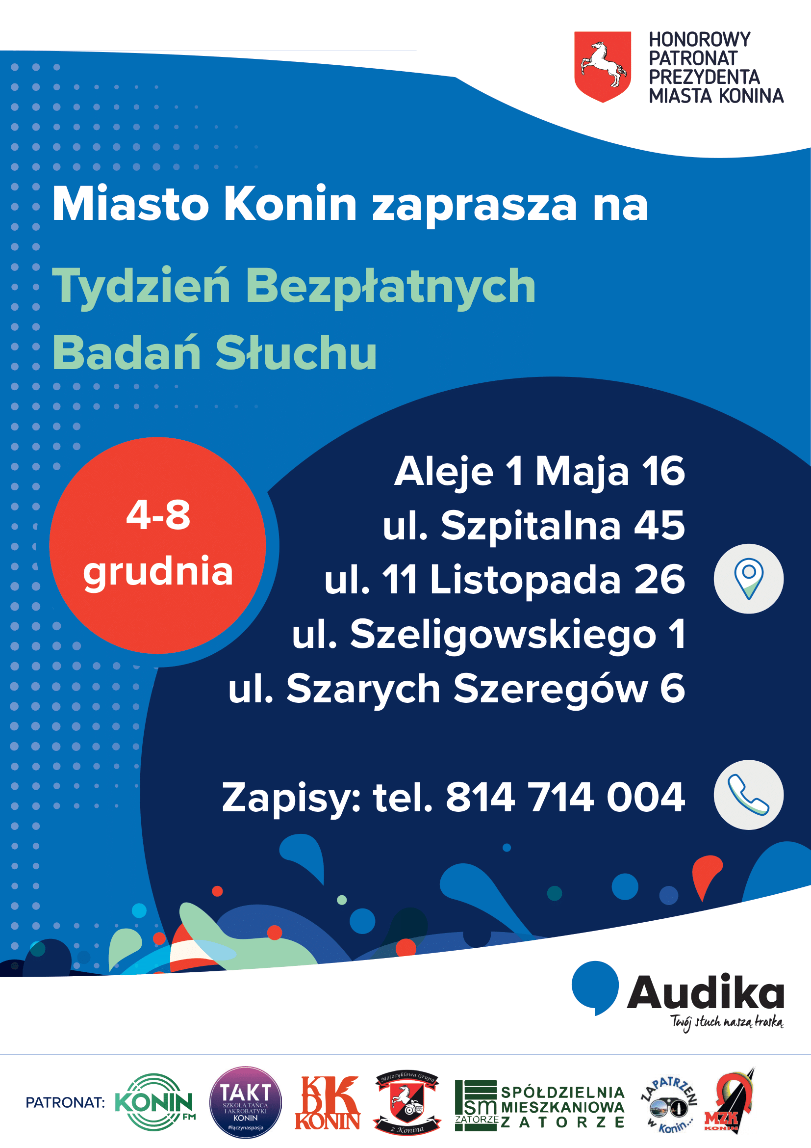 Audika, plakat KONIN, TYDZIEŃ BBS, PATRONAT, A4, 400 szt.-1.png
